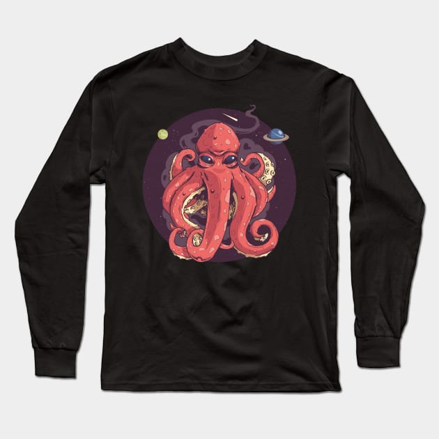 Space Octopus squirting ink Long Sleeve T-Shirt by Bubsart78